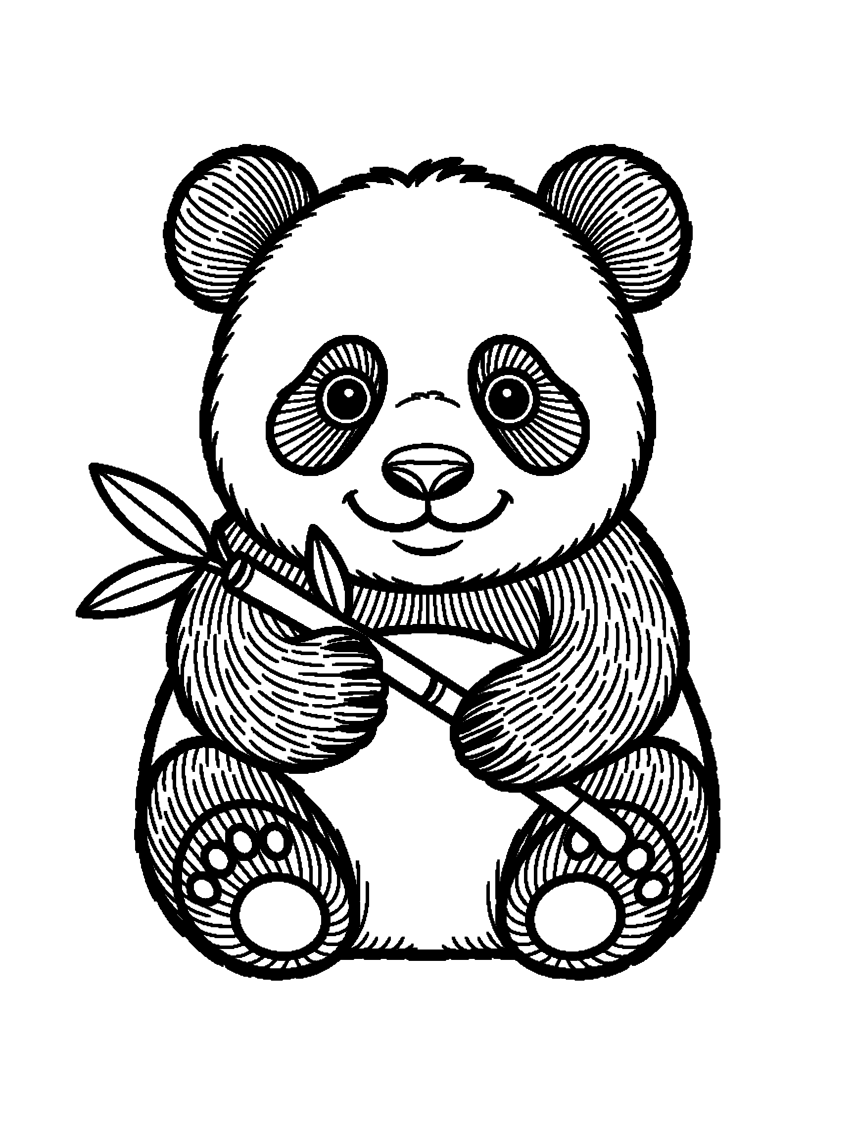 One baby panda - a free printable animal coloring page