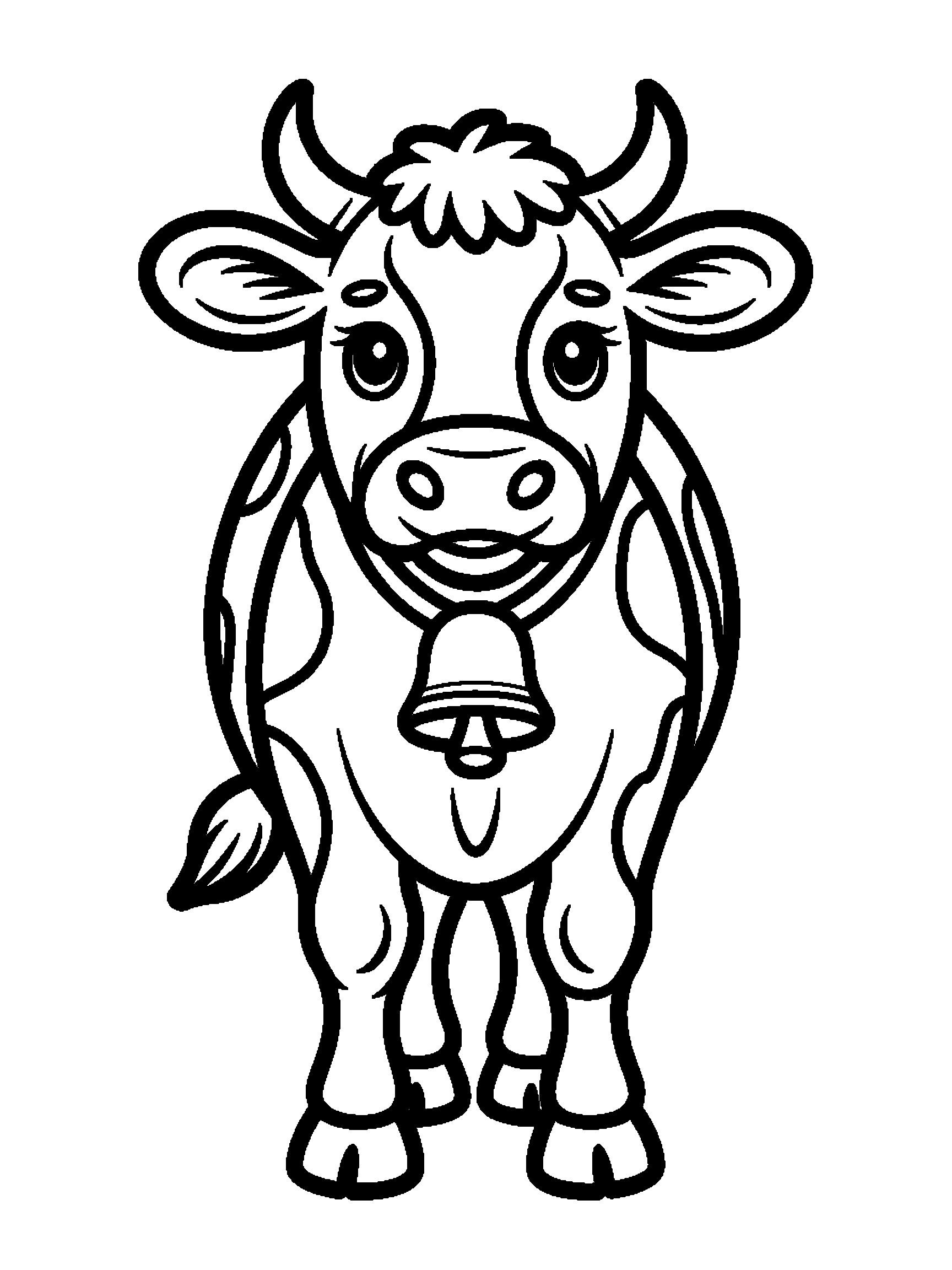 One friendly cow - a free printable animal coloring page
