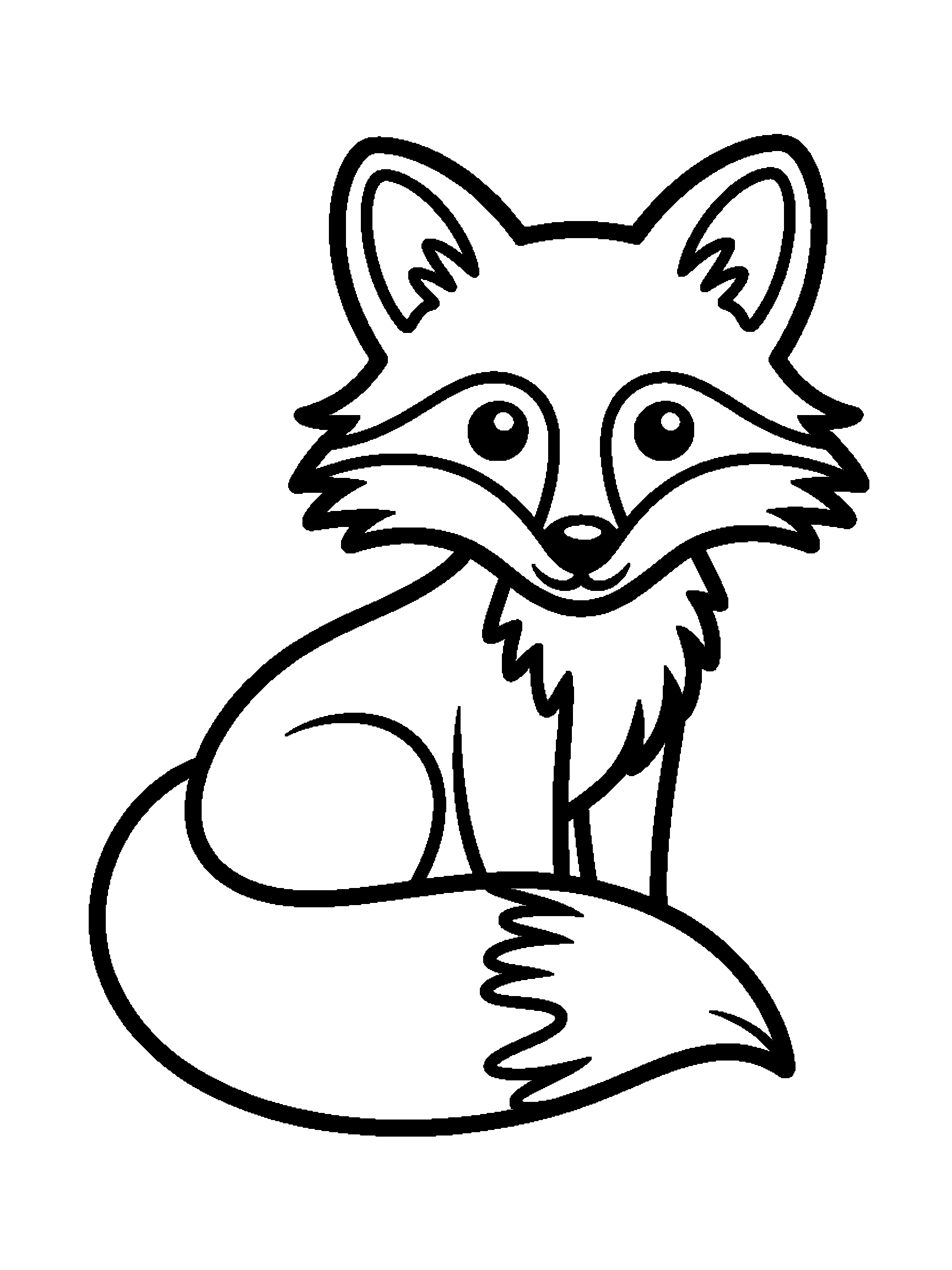 One fox sitting with its tail curled around it - a free printable animal coloring page