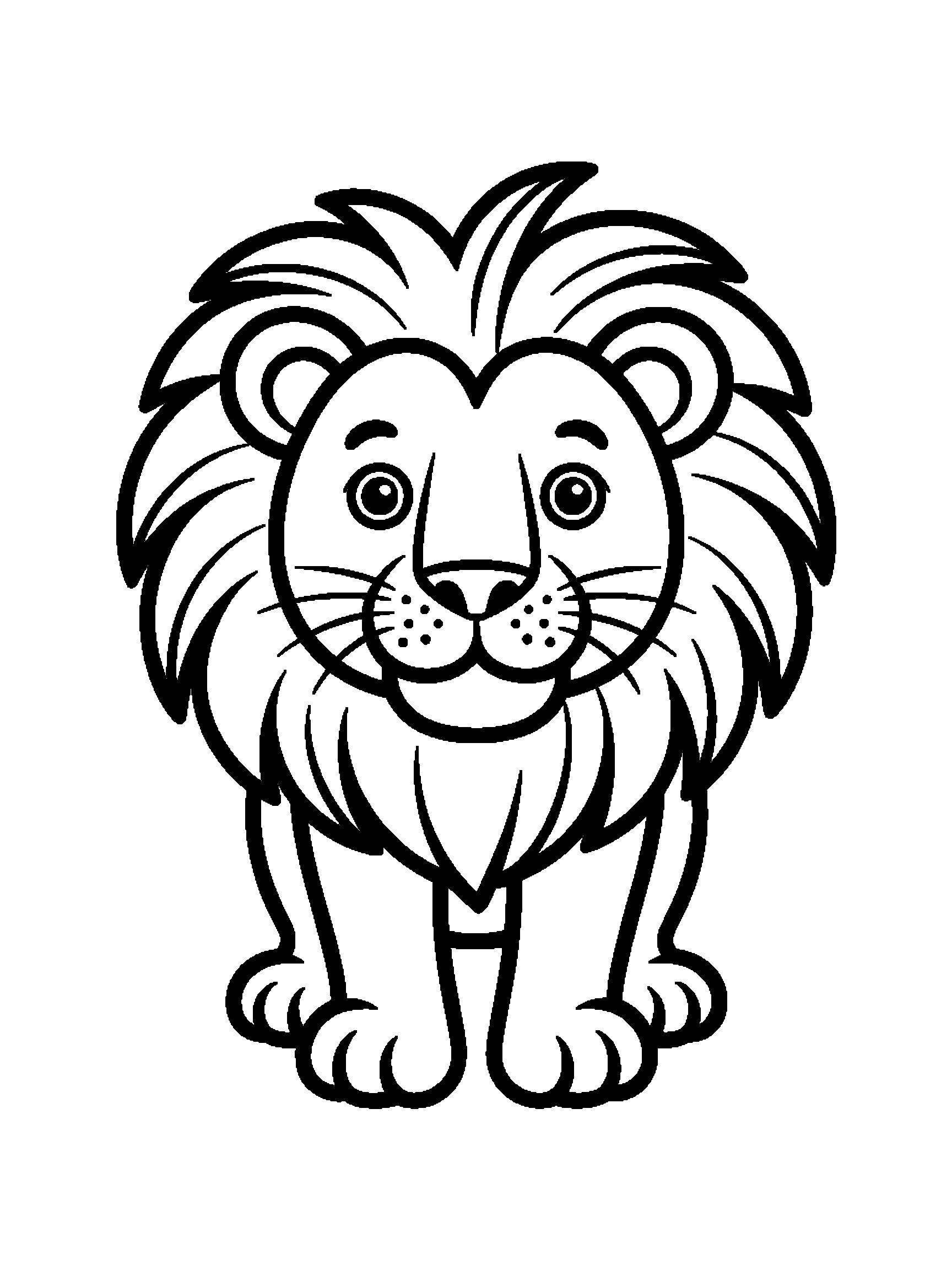 One lion with a big mane - a free printable animal coloring page
