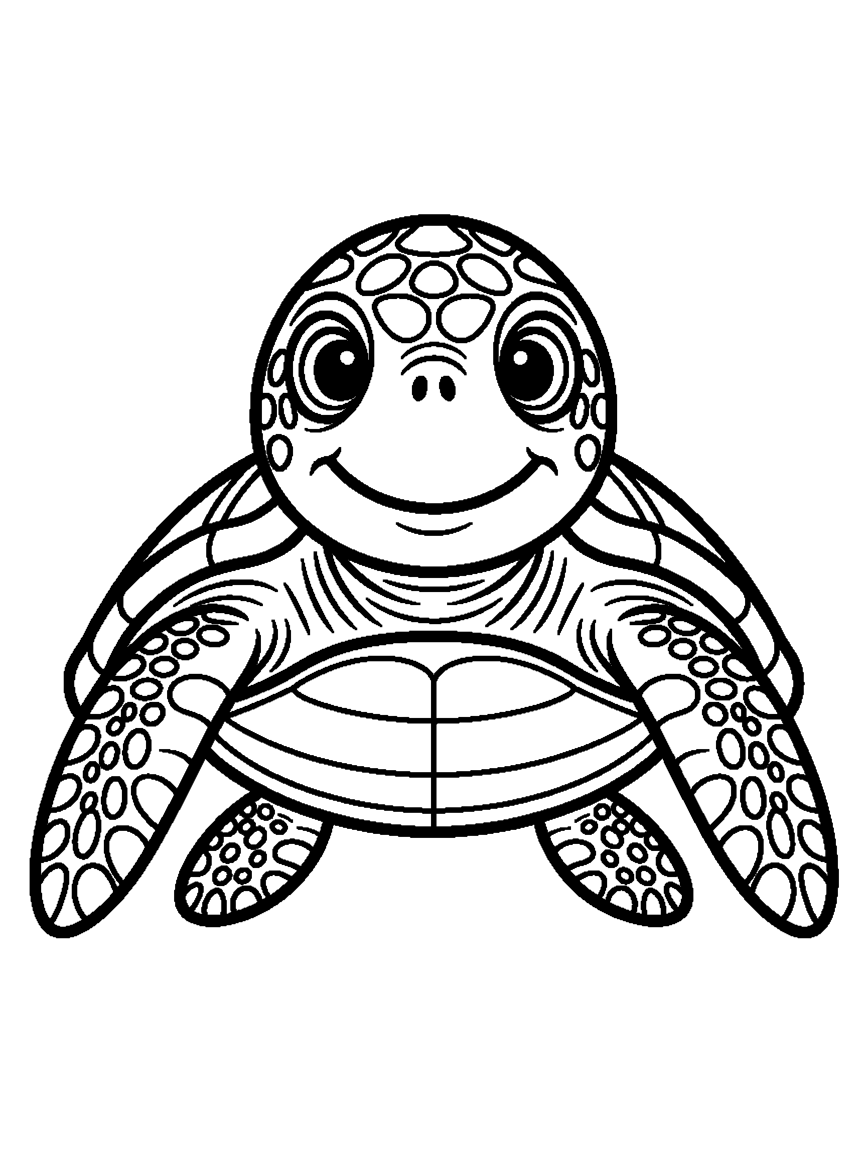 One big sea turtle - a free printable animal coloring page