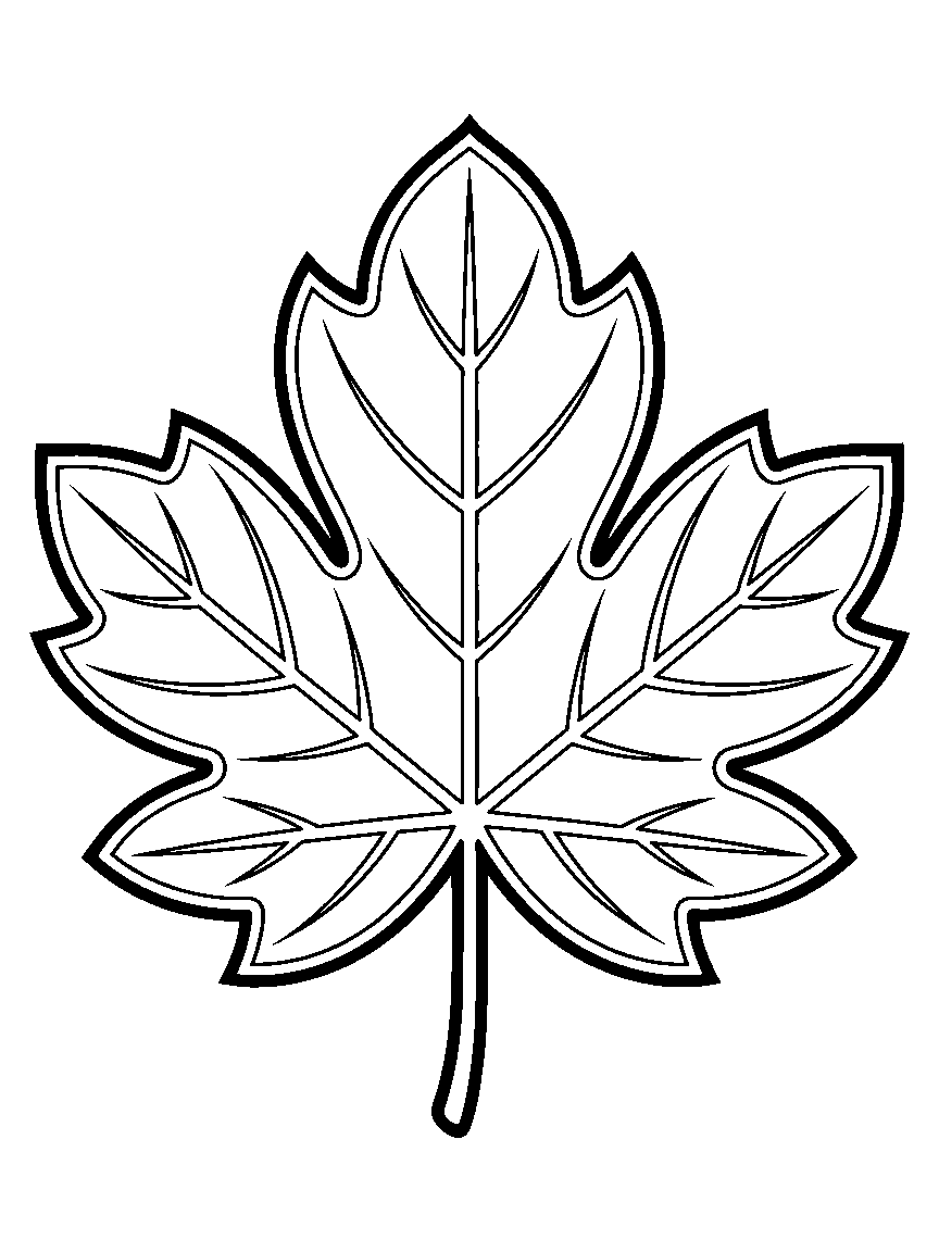 One big maple leaf - a free printable autumn coloring page