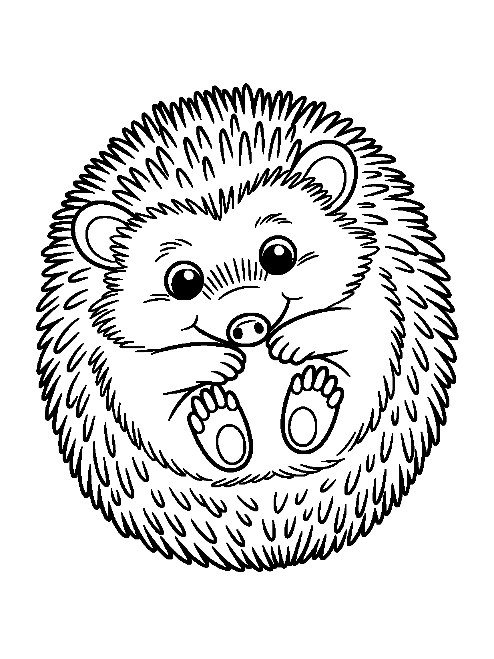 One sleepy hedgehog - a free printable autumn coloring page