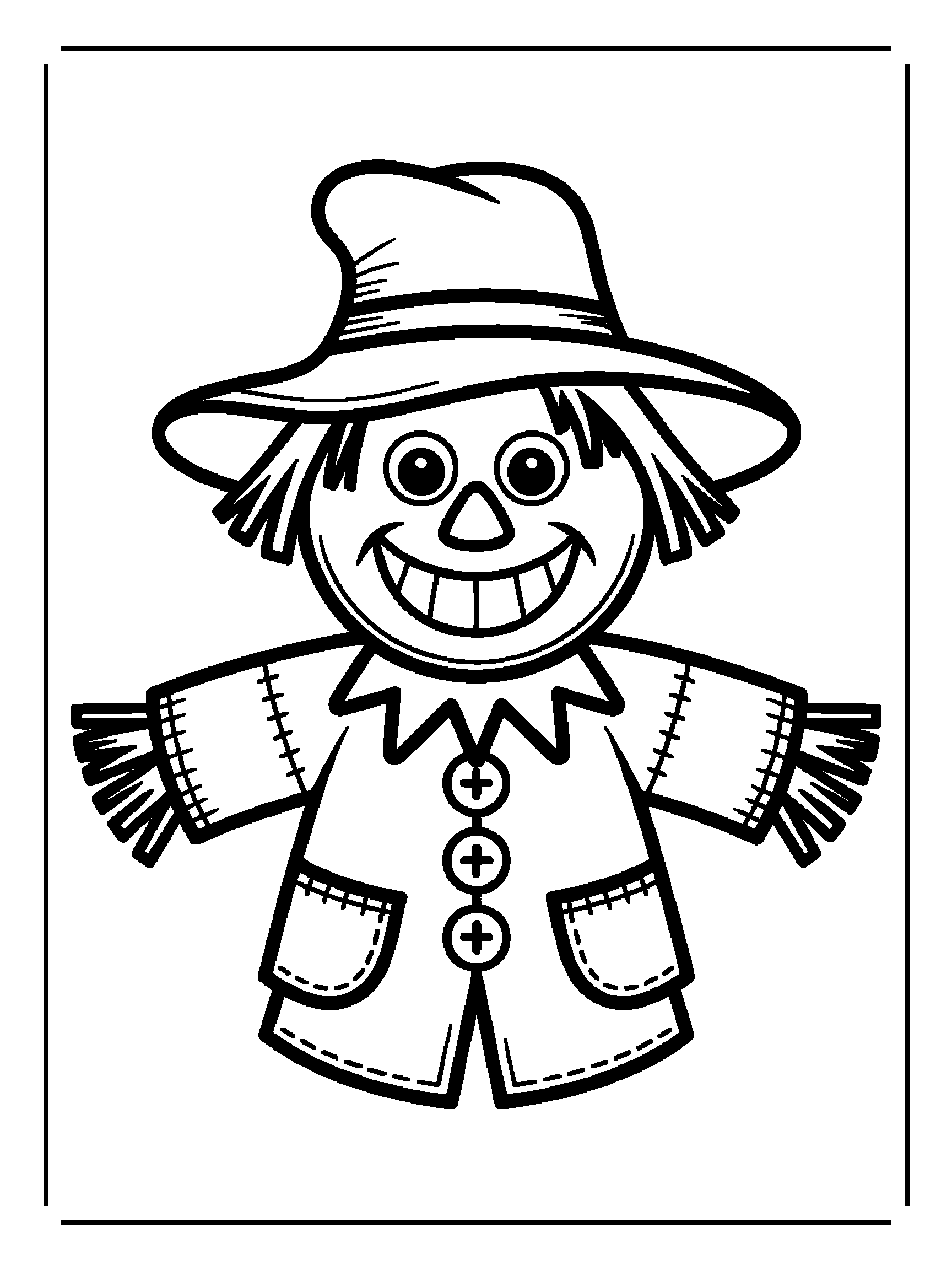 One friendly scarecrow - a free printable autumn coloring page