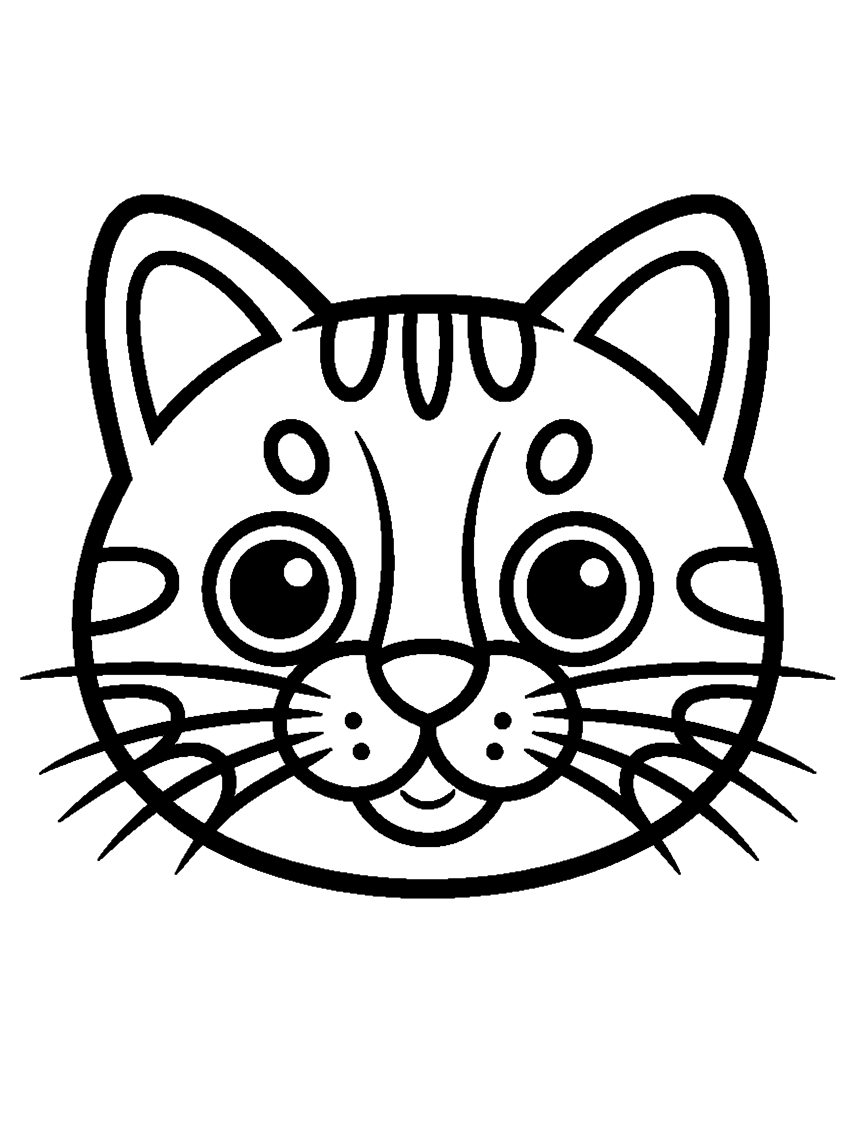 One cat face with whiskers - a free printable cats coloring page