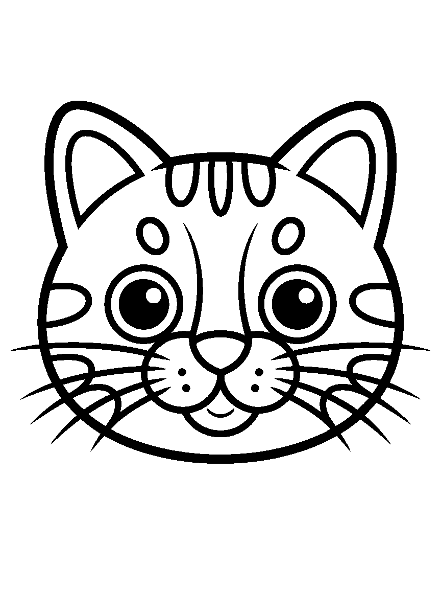 One cat face with whiskers - a free printable cats coloring page