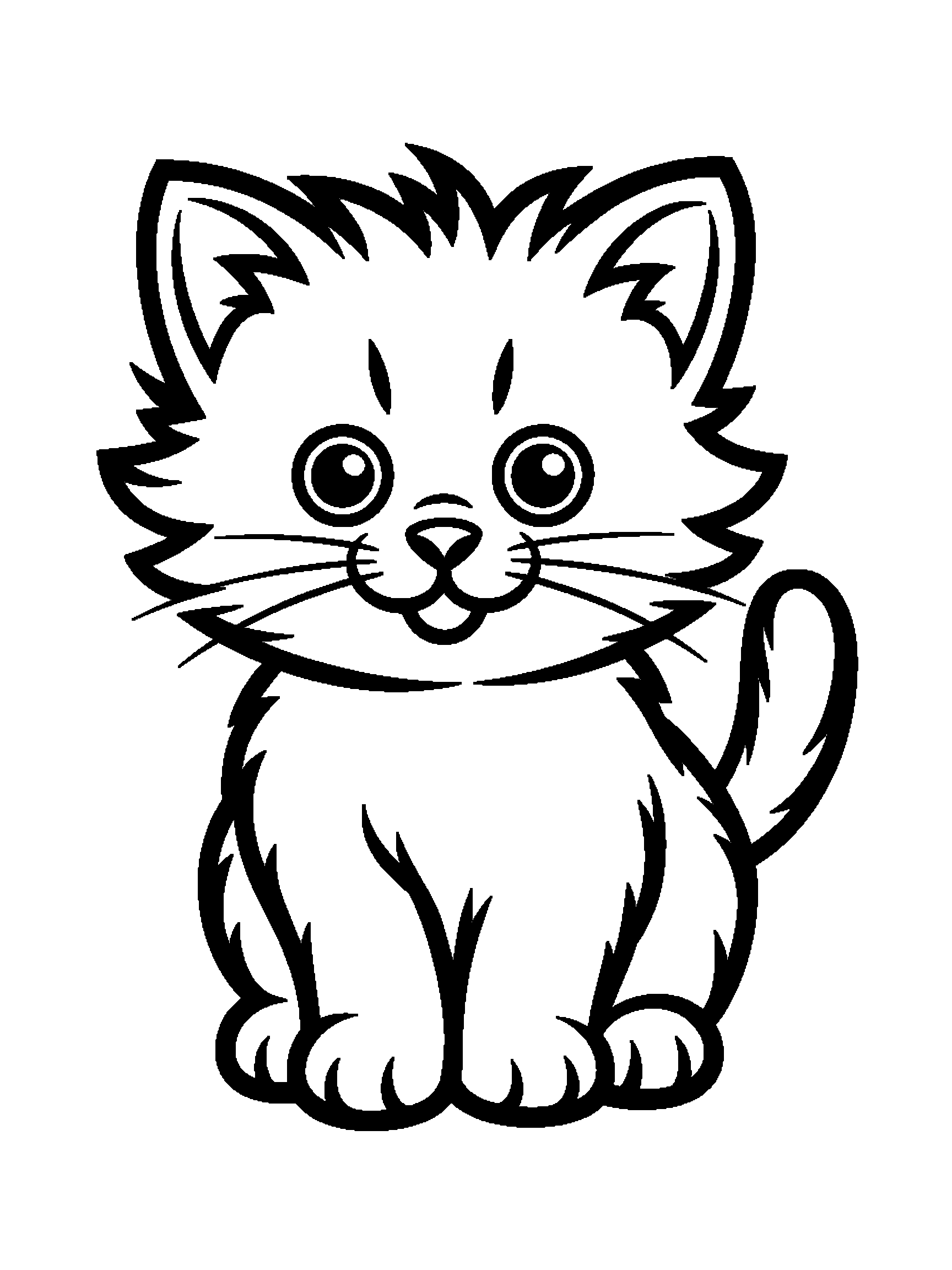 One sitting kitten - a free printable cats coloring page