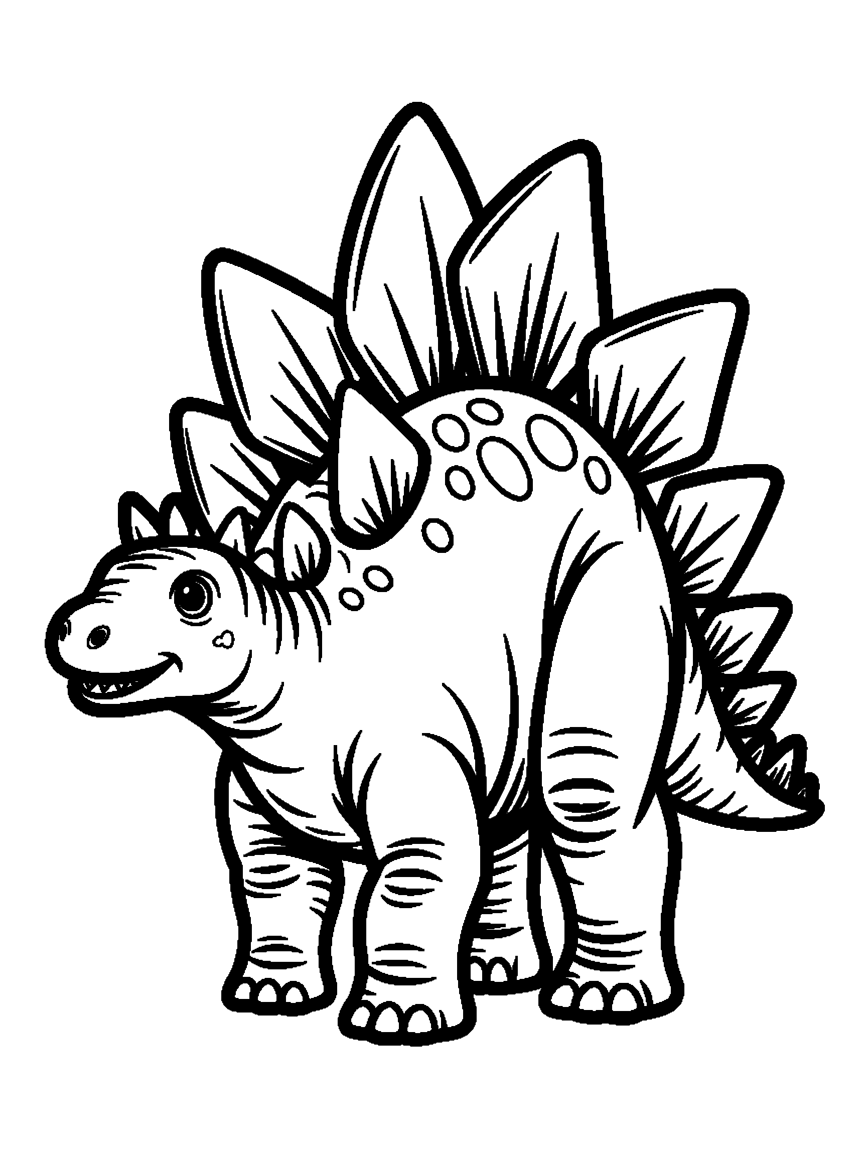 One Stegosaurus with big back plates - a free printable dinosaurs coloring page
