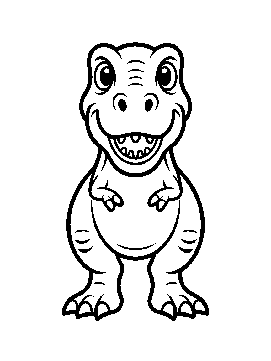 One T-Rex standing - a free printable dinosaurs coloring page