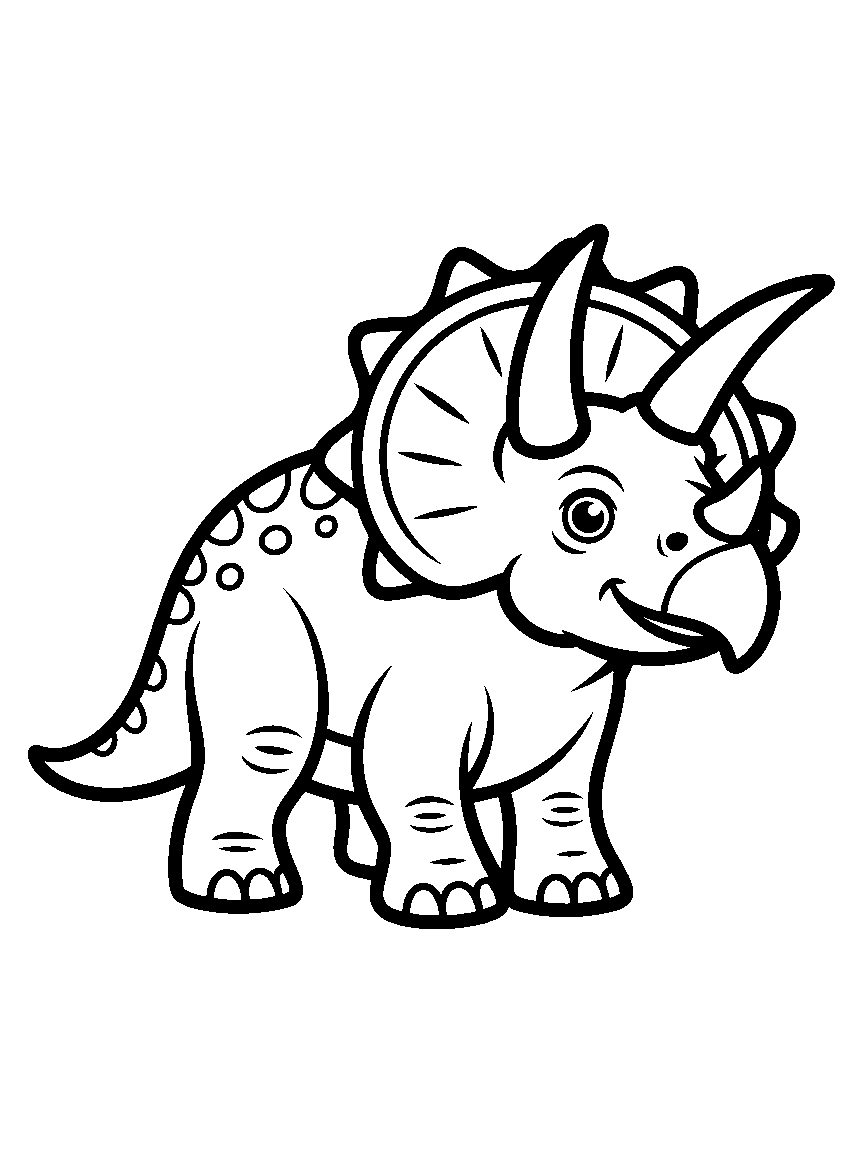 One Triceratops with three horns - a free printable dinosaurs coloring page