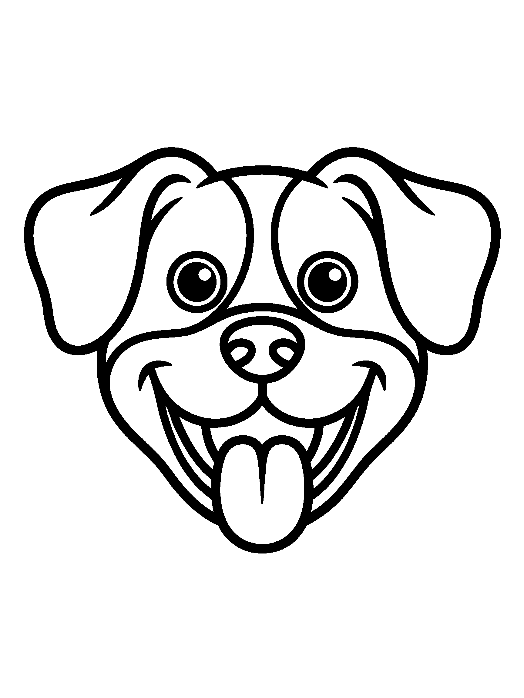 One happy dog face with its tongue out - a free printable dog coloring page