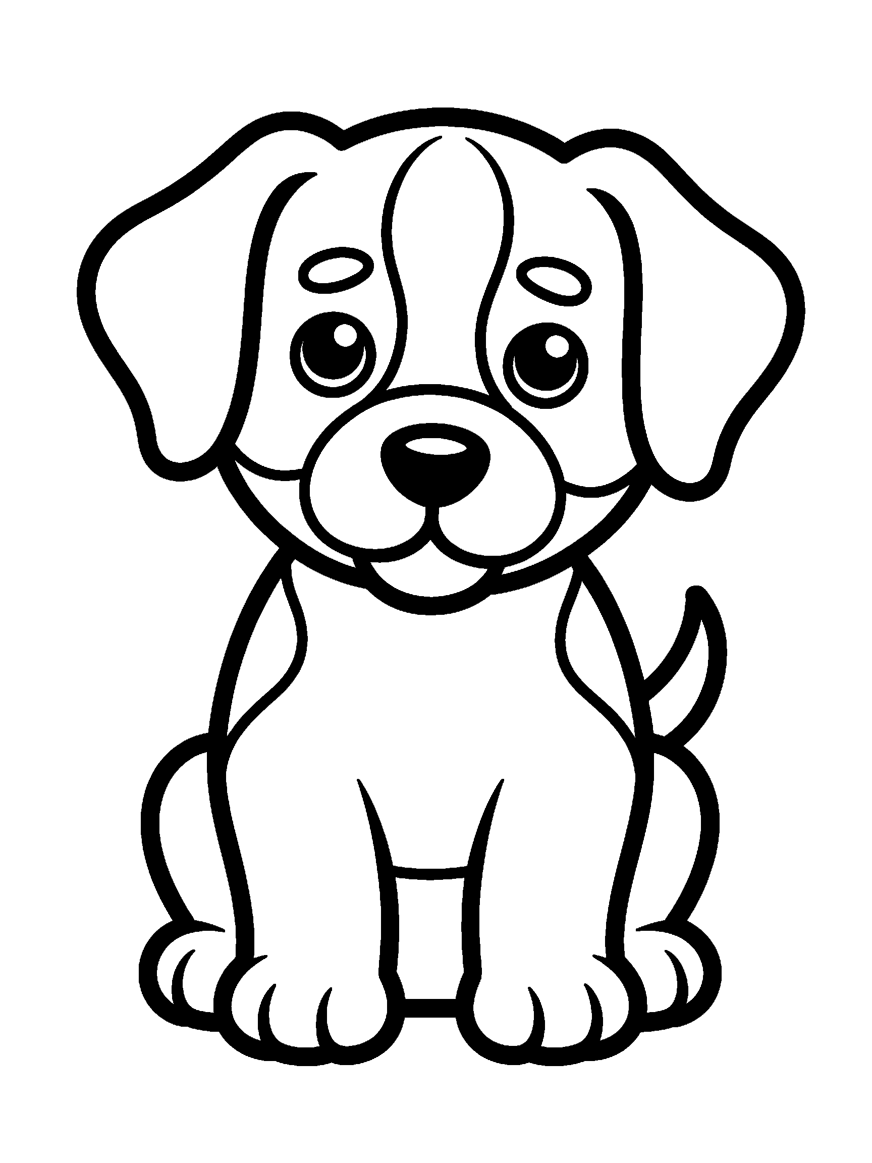 One sitting puppy with floppy ears - a free printable dog coloring page