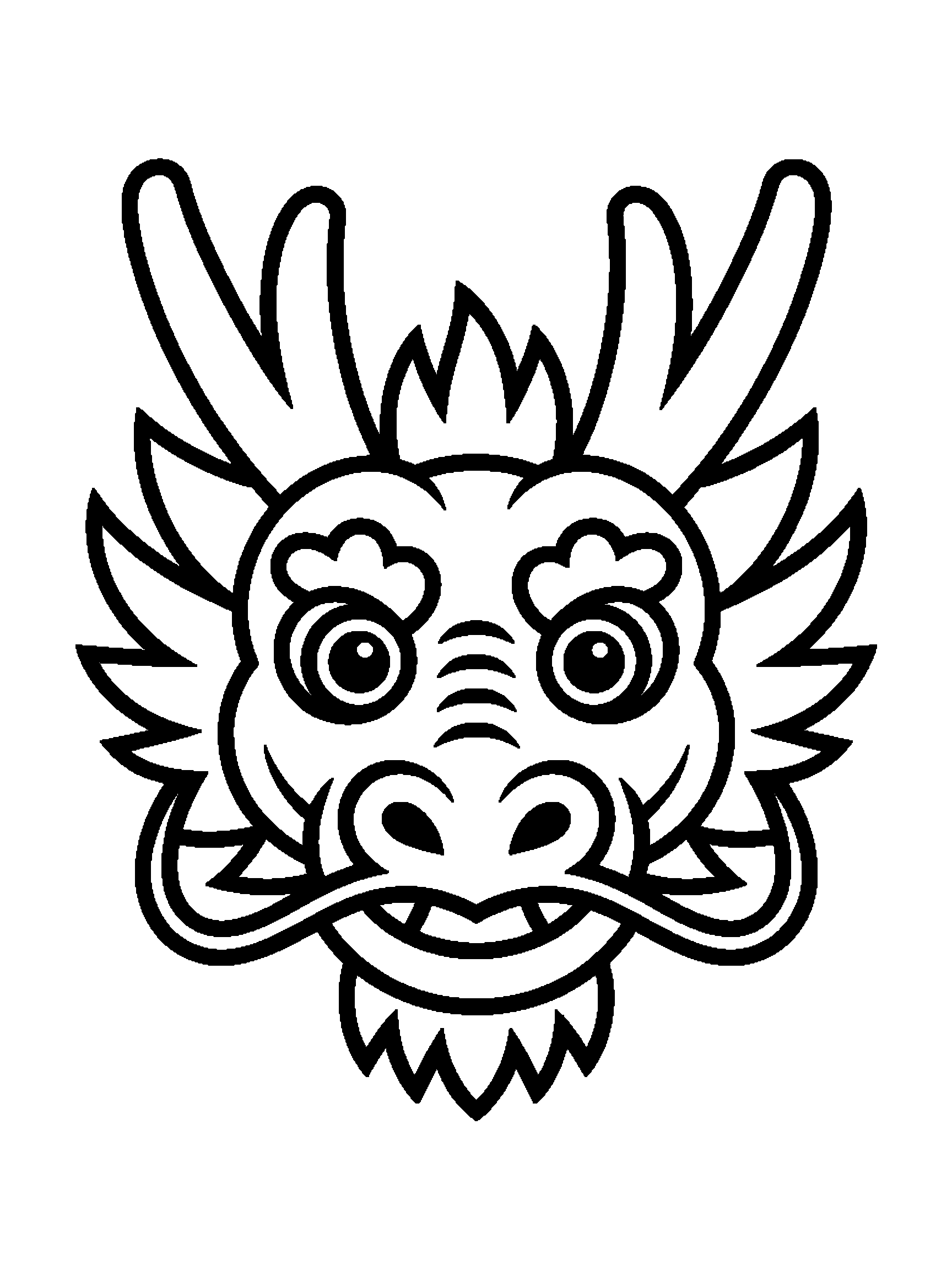 One Lunar New Year dragon head - a free printable dragon coloring page