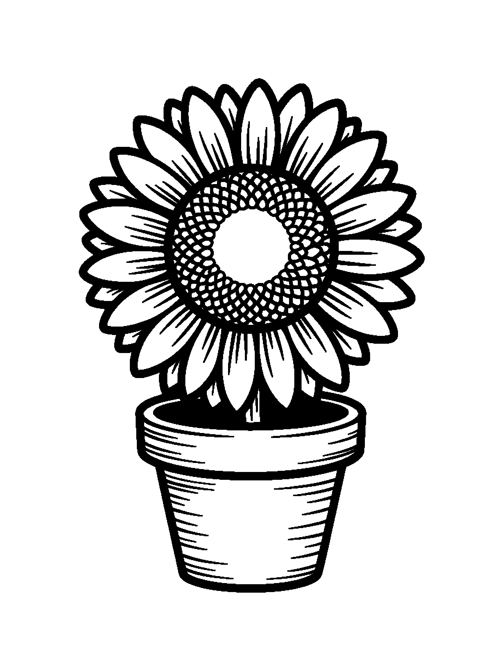 One flower in a small pot - a free printable flowers coloring page
