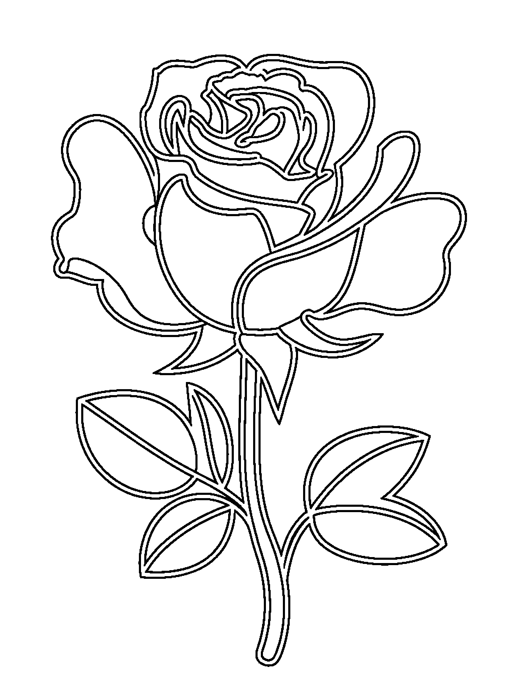 One open rose - a free printable flowers coloring page