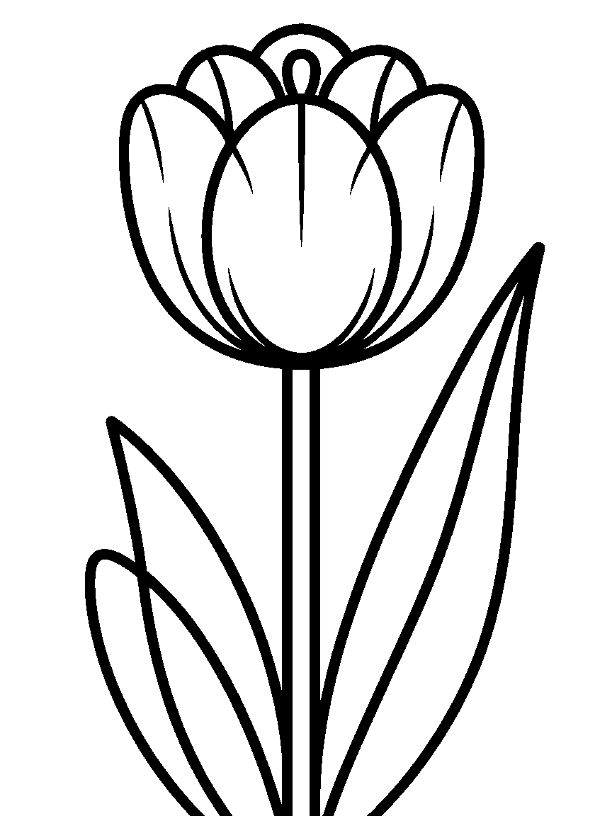 One tulip - a free printable flowers coloring page