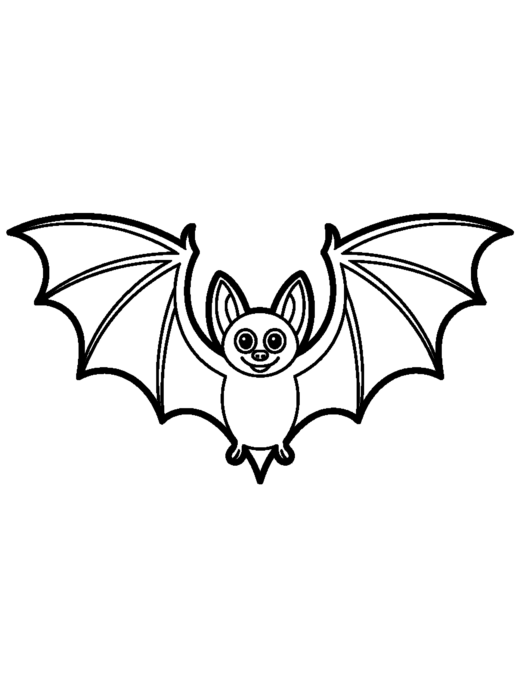 One big bat with wide open wings - a free printable halloween coloring page