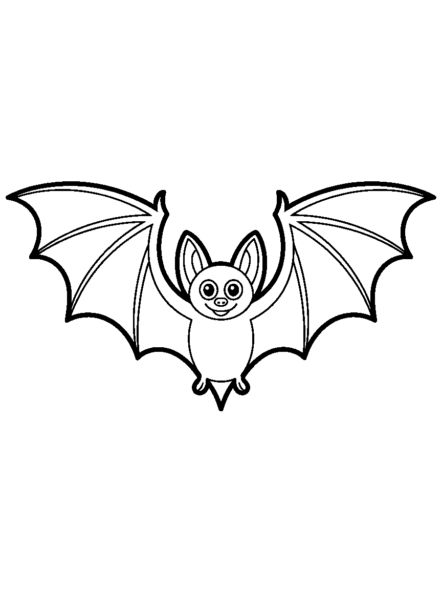 One big bat with wide open wings - a free printable halloween coloring page