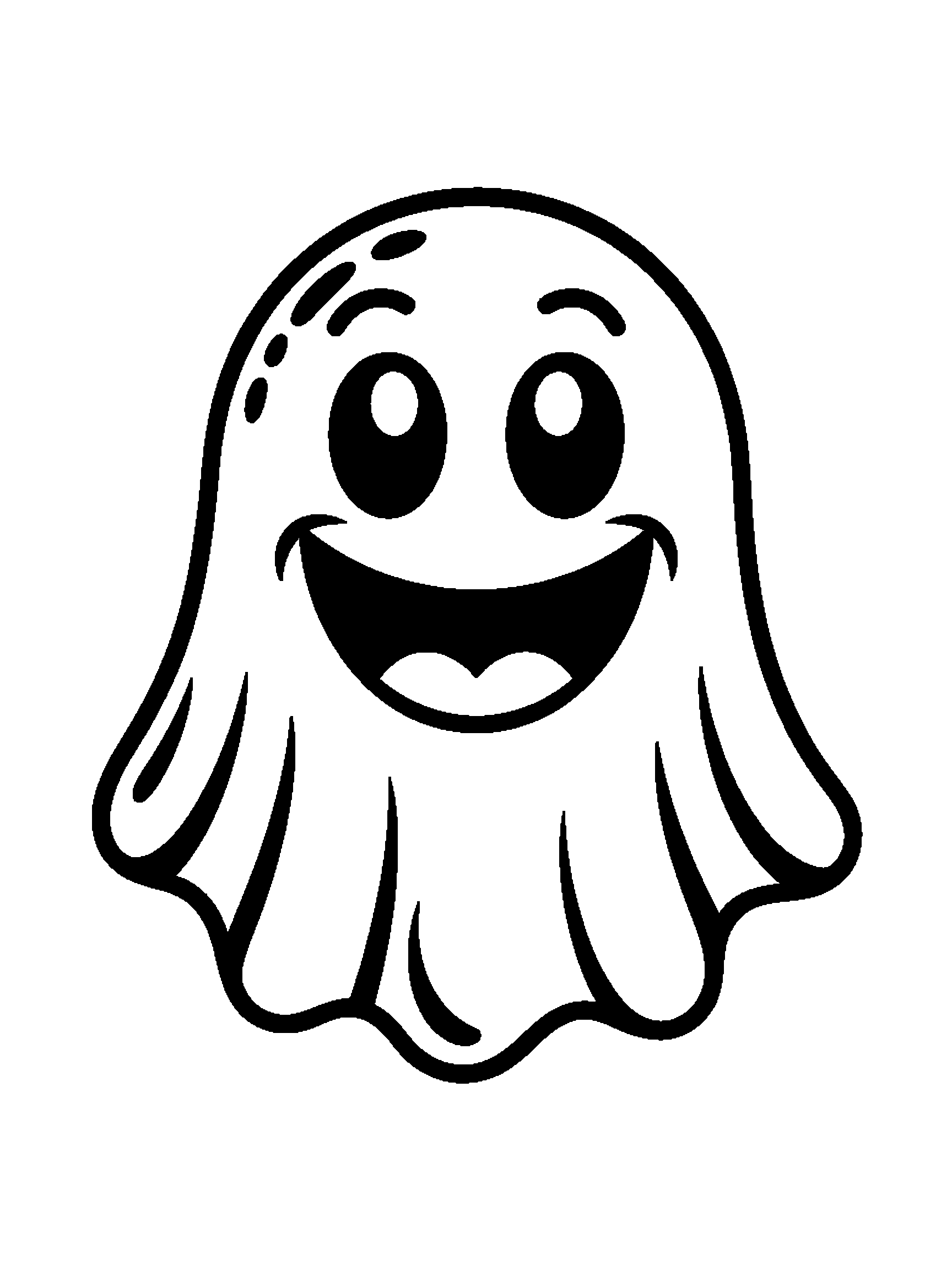 One friendly round ghost - a free printable halloween coloring page
