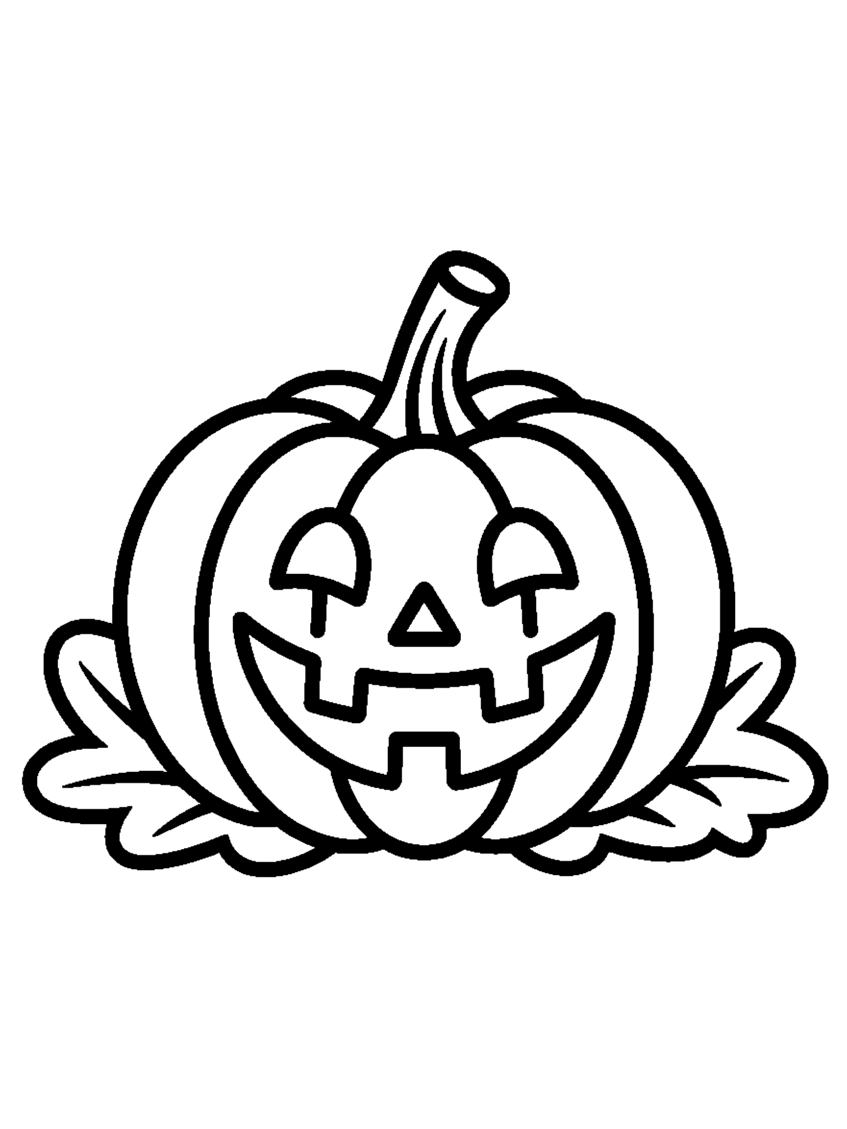 One smiling jack-o'-lantern - a free printable halloween coloring page