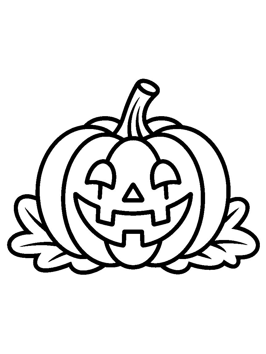 One smiling jack-o'-lantern - a free printable halloween coloring page