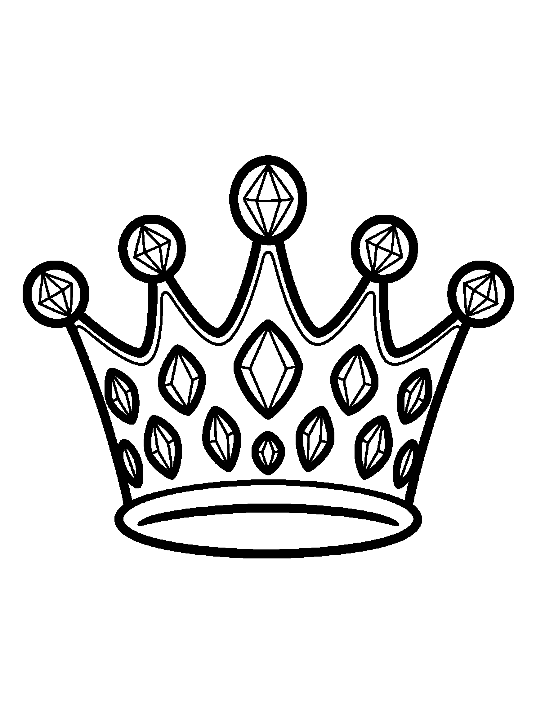 One big crown with jewels - a free printable princesses coloring page