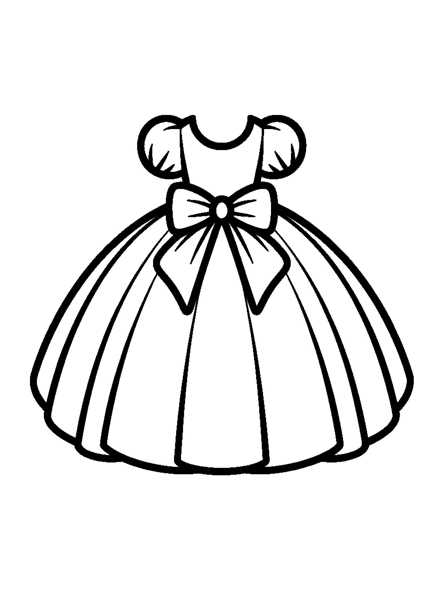 One ball gown with a big skirt - a free printable princesses coloring page