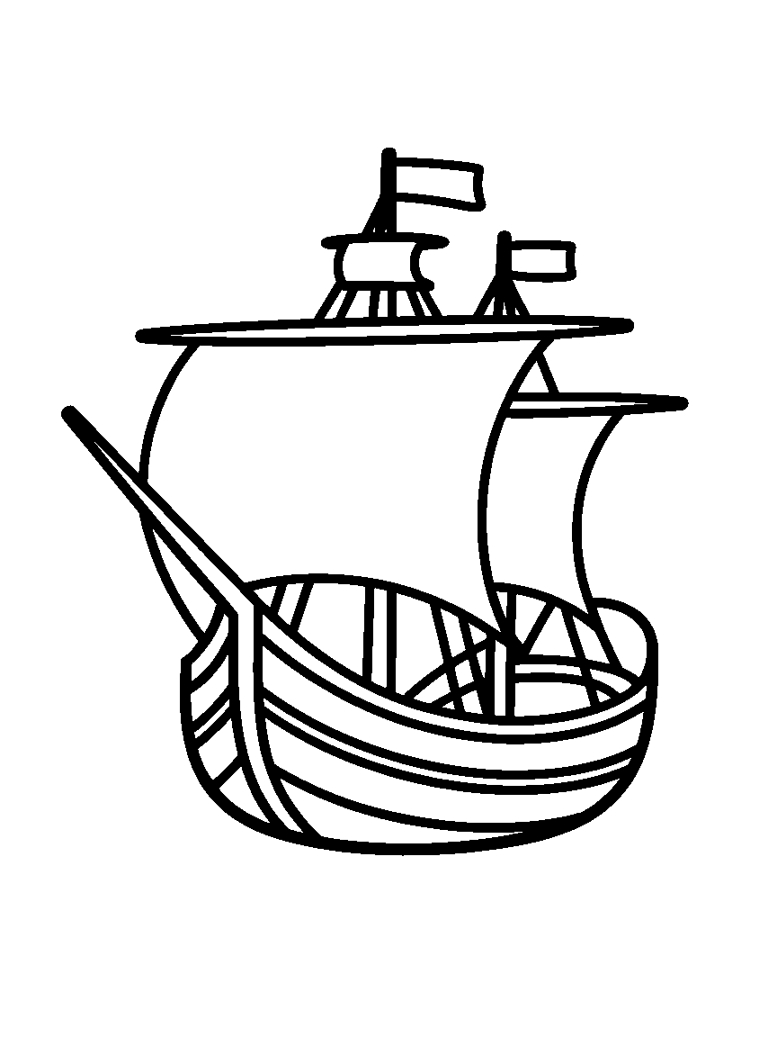 The Mayflower sailing ship - a free printable thanksgiving coloring page