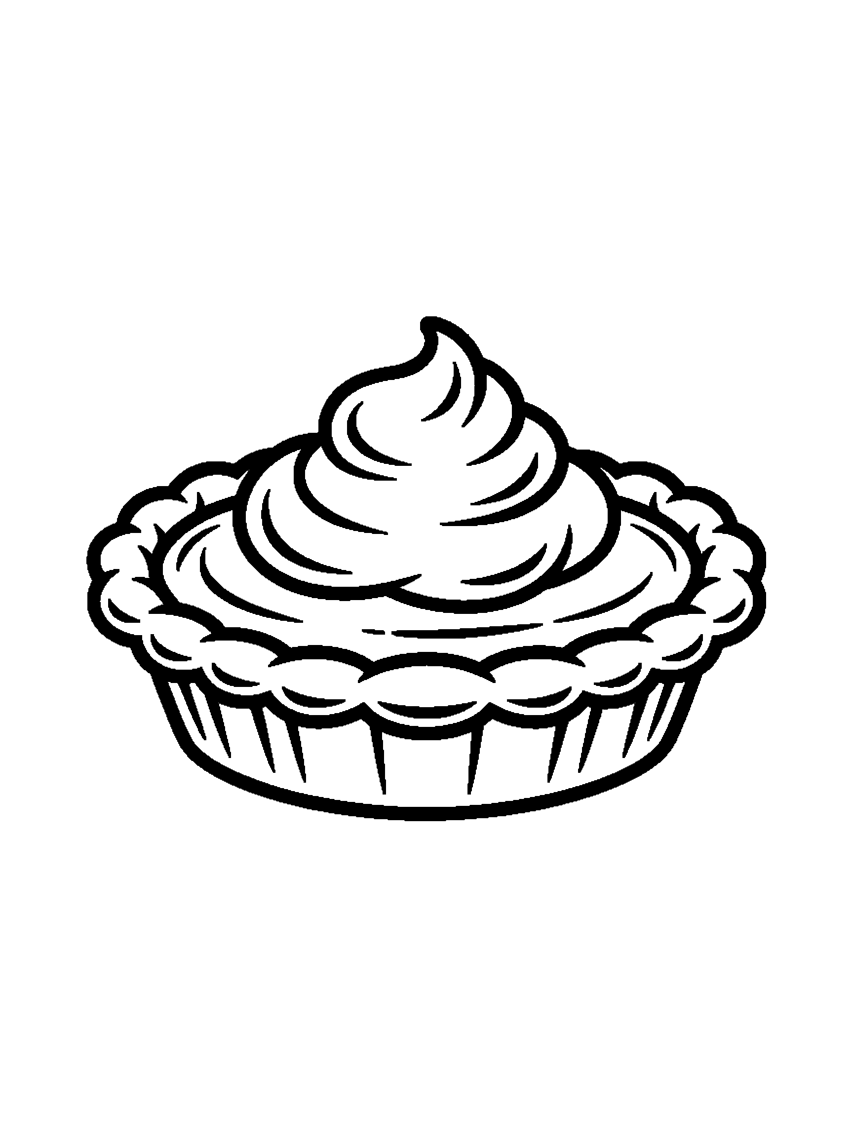One pumpkin pie with a swirl of whipped cream on top - a free printable thanksgiving coloring page