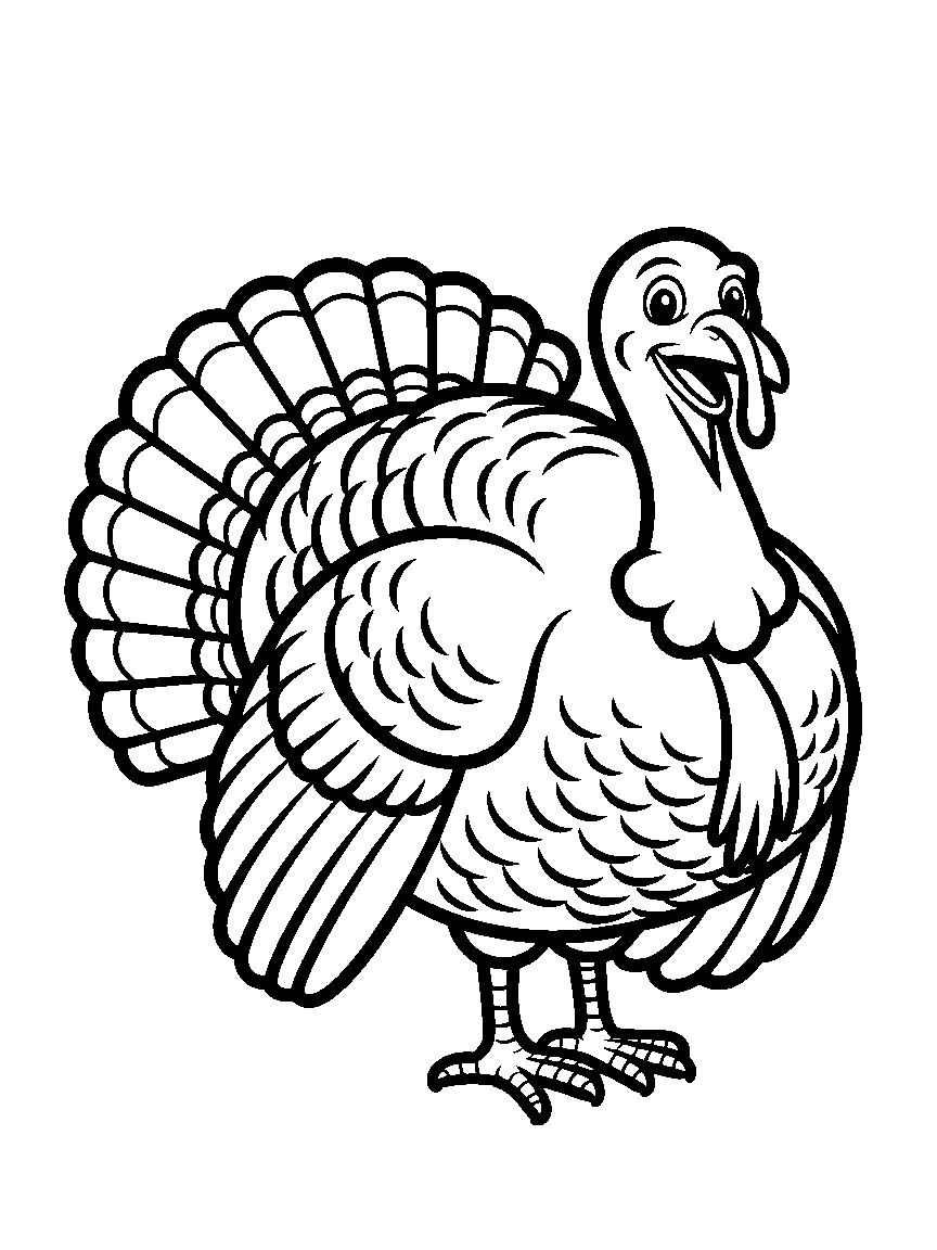 One big friendly turkey - a free printable thanksgiving coloring page