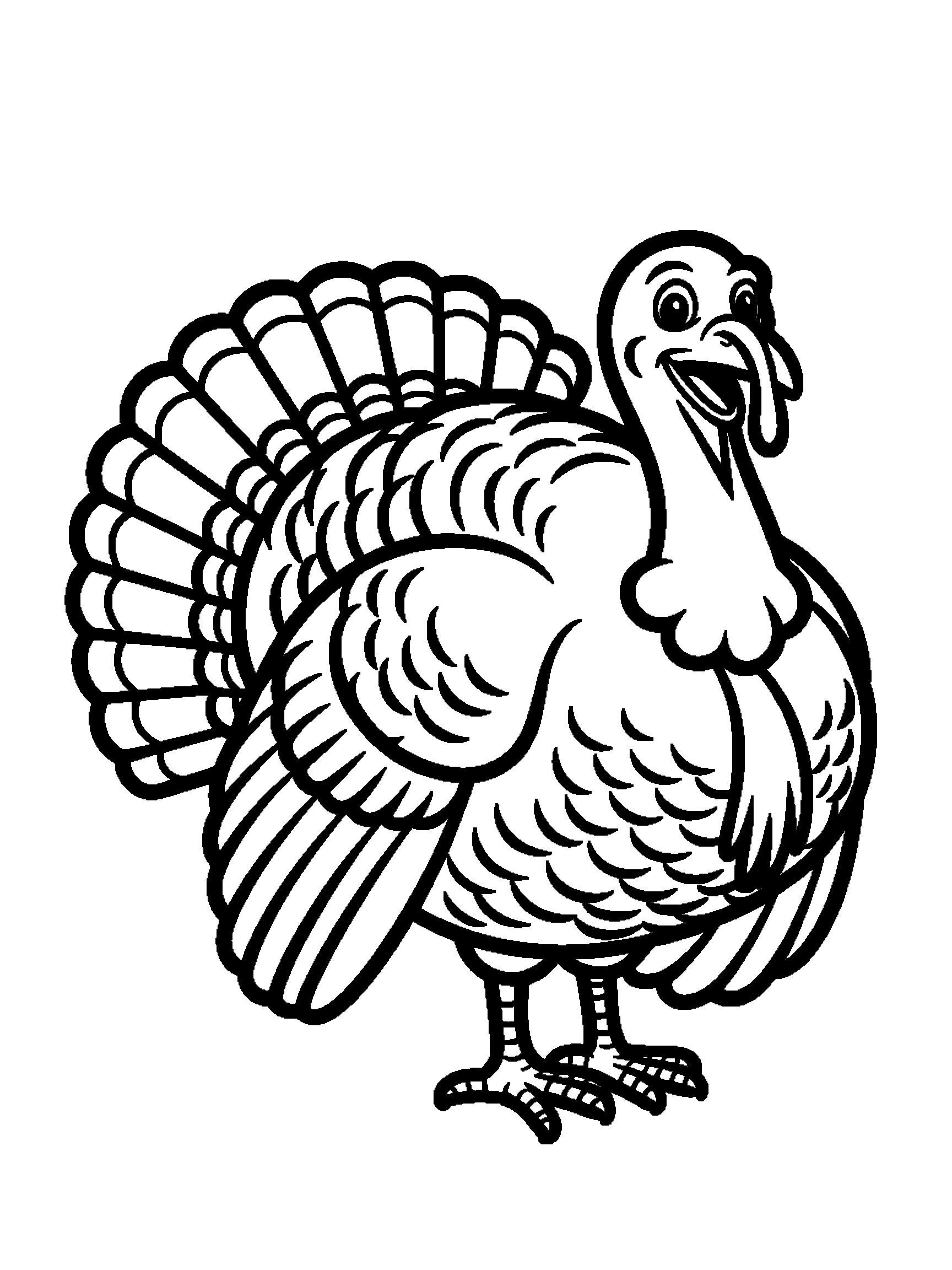 One big friendly turkey - a free printable thanksgiving coloring page