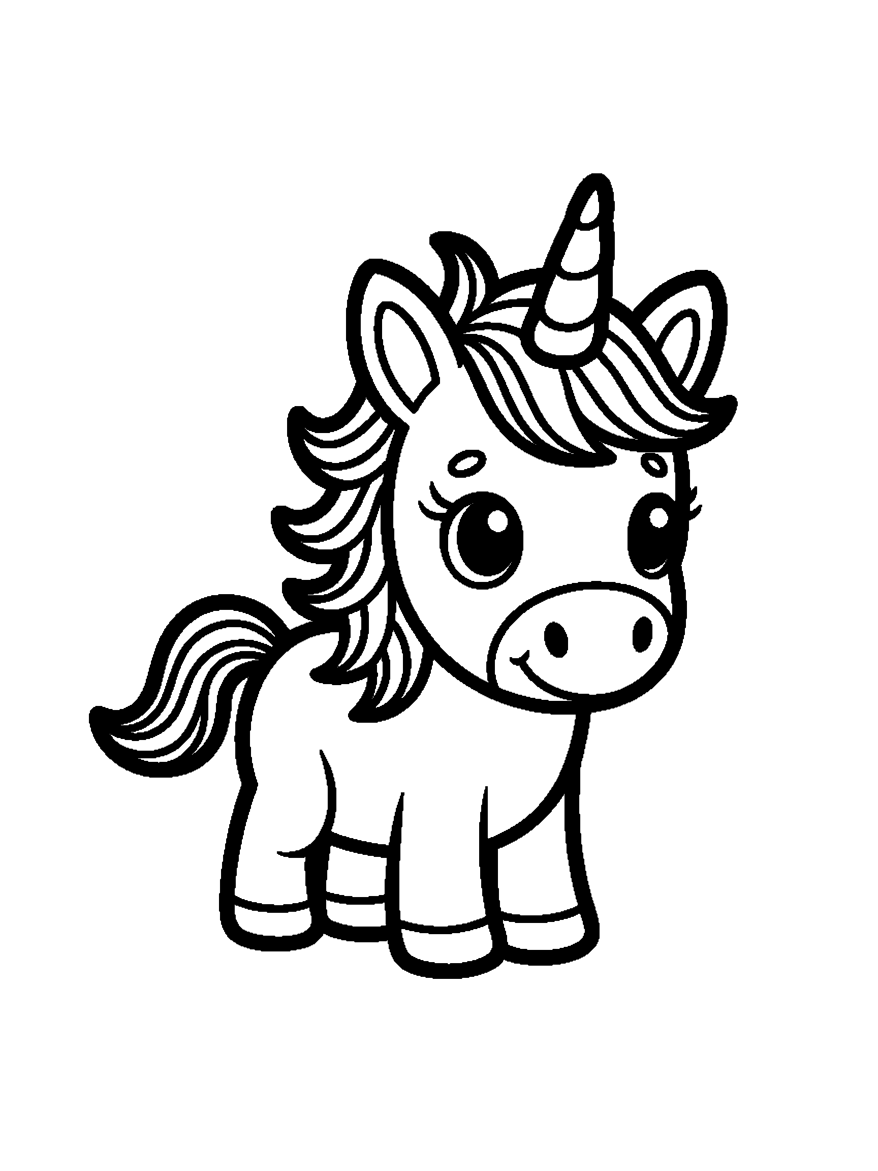 One baby unicorn - a free printable unicorns coloring page