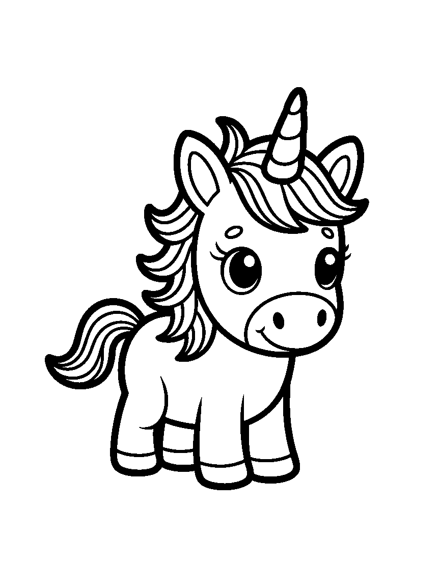 One baby unicorn - a free printable unicorns coloring page
